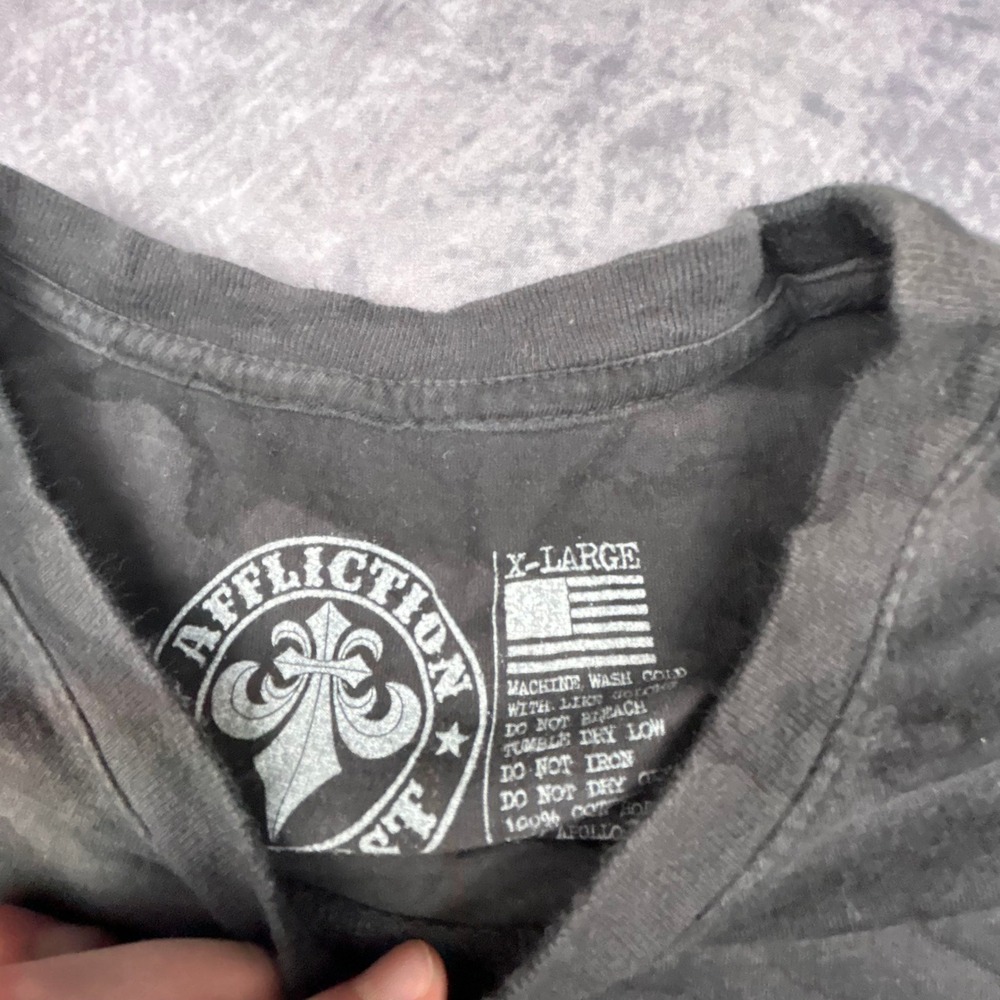 Affliction Chris Kyle American Sniper Camo T-Shirt Mens XL Black Burnout Grunge - Picture 6 of 8